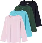 4 Pack Girls Long Sleeve Rashguard T- Shirt Top Swim Shirts Girl Surf Sun Beach UPF Swimwear Swimsuit Kids Swimming Summer, 4-5