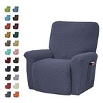 YangAera 4 Pieces Set Recliner Slipcovers, Stretch Recliner Chair Cover, Recliner Cover with Side Pocket and Elastic Bottom, Machine Washable Dark Gray