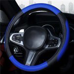 Mayco Bell Car Steering Wheel Cover 15 inch Comfort Durability Safety (Black Dark Blue)