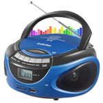 Gelielim Boombox CD Player, CD Players for Home with Bluetooth, AM FM Radio, Portable CD Boombox Support USB, SD, MMC Drive, LCD Display, Headphone Jack, AC/DC Powered, Present Idea for Elderly-Blue