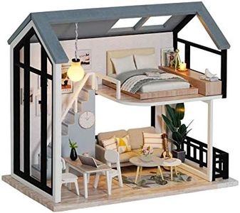 Kit de casa de muñecas en Miniatura de Bricolaje Kit de Muebles y casa de muñecas de Madera Hechas a Mano Escala 1:24 Juguetes creativos de casa de muñecas Modelo de apartamento nórdico