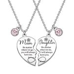 HULALA 2 Pcs Mother Daughter Heart Matching Necklace Set Gifts For Mum Mothers Day Birthday Christmas Presents From Daughter