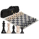 Tournament Roll-Up Staunton Chess Set w/ Travel Canvas Bag - Black