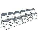 Harbour Housewares Coloured Padded Folding Chairs - Grey - Pack of 6