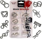 Gifton - Metal Brain Teaser Wire Jigsaw Puzzle - Mind IQ Test Toy - Gift for Kids Boys Girls Teens Men Women Adult Birthday Present - Cracker Christmas Stocking Filler (Pack of 8)
