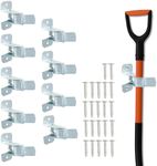 BELLE VOUS Wall Mounted Garden Tool Holder Clips (10 Pack) - Heavy Duty Organiser Hooks for Mops, Brooms, Shovels & Rakes - Hangers for Garage & Shed