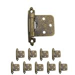 Overlay Cabinet Hinge, Tiberham Heavy Duty Retro Style Face Mount Flush Cabinet Hinges, Semi-Concealed Variable Overlay Hinge for Cabinet Closet Door Furniture (Pack of 10)