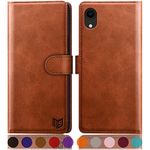 SUANPOT for iPhone XR 6.1 Inch case with [Credit Card Holder][RFID Blocking],PU Leather Flip Book Protective Cover Women Men for apple XR Phone case Light Brown