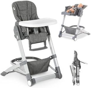 hauck Grow up Chaise Haute Bébé Evolutive dès Naissance - avec Tablette Repas, Roulettes, Réglable en Hauteur, Pliable et Robuste - Gris