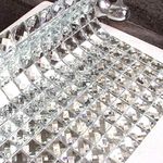 Diflart Peel and Stick Silver Mirror Glass Mosaic Tile Crystal Diamond Chip Self Adhensive 3D Wall Tiles Pack of 5 Sheets