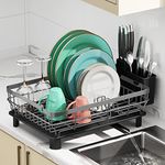 MOUKABAL Dish Rack, Dish Drying Rack,Drying Rack Kitchen with Drainboard,Drying Rack Dishes with Removable Utensil Holder and Swivel Spout(Grey)