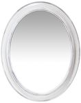 Infinity Instruments Sonore 30 inch by 24 inch Decorative Oval Bathroom Vanity Hanging Mirror Oval Decor Large Beaded Accent Framed Wall Mirror (White)