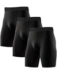 HOPLYNN Men's Long Compression Shorts Cool Dry Sports Tights Sports Undershorts Running Base Layer Shorts-3Black-S