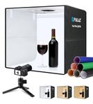 PULUZ Light Box Photography, 50x50cm Portable Photo Studio Large Photo Booth Light Tent Kit with 160 LED Lights Dimmable, 12 Color Backdrops, USB C Fast Charger