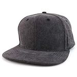 Trendy Apparel Shop Oversized XXL Plain Pigment Dyed Flatbill Snapback Cap, Black, XX-Large