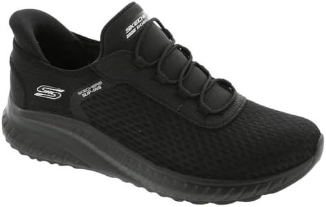 Skechers Women's Hands Free Slip-ins Bobs Squad Chaos-in Color Sneaker, Black/Black, 7.5