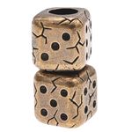 Brass Cube Dice Paracord Beads,2PCS Retro EDC Tools Lucky Charms Pendant for Knife Lanyard Bracelet Keychains Metal Accessories (Dice), Small, Brass, No Gemstone