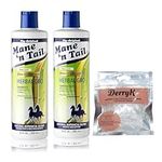 The Original Mane ‘n Tail Olive Oil Complex – Herbal Gro Shampoo + Conditioner – 12 Oz - 2 - Pack with DerryK Processing Cap