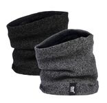 HEAT HOLDERS 2 Pack Mens Neck Warmer Fleece Lining Insulated Neck Gaitar for Winter (One Size, Black & Grey)