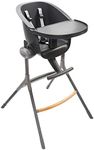 BÉABA, Up&Down High Chair, Made in France, Ergonomic, Adjustable and Removable Tray, 6 Height Adjustable, Comfortable Design, Sturdy Materials, Dark Grey