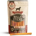 Bully Bunches Premium 6 Inch Standard Odour-Free Bully Sticks for Small Dogs & Puppies - Long Lasting Chew Bones - All Natural & Single Ingredient, 100% Beef Dog Treat, Rawhide Alternative (10 Pk)