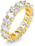 18k Gold Plated Womens Eternity Wedding Band Oval Cut Cubic Zirconia Ring (Gold, 5)