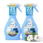 Febreze Cotton Fresh Fabric Freshener Spray - Water-Based Clothes and Furniture Refresher, Antibacterial and Odor-Eliminating for Sofas, Bedding, Carpets, and Linens, Set of 2x500 ml