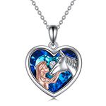 YFN Horse Pendant Necklace Sterling Silver Girls with Horse Gift For Women Girls, Sterling Silver, Cubic Zirconia, C-Horse Necklace with Crystal