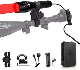 BESTSUN 350 Yard Red Light Predator Light Zoomable Long Range Night Hunting Coyote Varmint Light Tactical Hunting Led Flashlight with Pressure Switch, Picatinny & Scope Mounts, Rechargeable Batteries