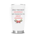 Hasdon-Hill Grandma Tumbler with Lid, Only The Best Grandmas Get Promoted to Great Grandma, Stainless Steel Vacuum Insulated Travel Coffee Mug 20 oz