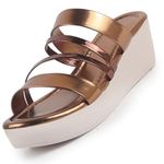 FAUSTO FST KI-804 COPPER-41 Women's Copper Glossy Open Toe Multi Strap Wedge Heel Wedding Ethnic Sandals|Slippers for Party|Festive|Height Enhancer Sandal (8 UK)