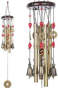 Bwinka Chinese Traditional Retro 4 Tubes 5 Bells Bronze Yard Garden Outdoor Living Wind Chimes 60cm