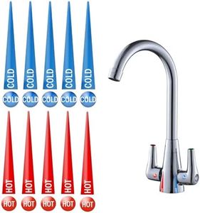 Epoxy Hot and Cold Water Faucet Indicator Stickers Self Stick 10 Hot Labels & 10 Cold Labels for Kitchen Bathroom Faucet Shower Escutcheon