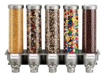 Rosseto EZ527 5-Container Ice Cream Topping Candy Wall Mount Dispenser, 1.3-Gallon