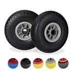 Relaxdays Hand Truck Spare Tyre Set of 2, Flatproof, 3.00-4 Solid Rubber, 25mm Axle, 80 kg, 260 x 85 mm, Black-Gray