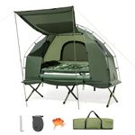 KOTEK 5-in-1 Camping Tent, Off The Ground Tent with Air Mattress, Sleeping Bag, Pillow, Canopy, Zippered Mesh Windows & Carry Bag, Folding Cot Tent for Outdoor Hiking Traveling