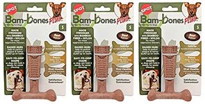 Ethical Pet 3 Pack of Bambones Plus Dog Chew Toys, Small 4 Inch, Beef Flavor