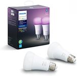 Philips Hue White and Color Ambiance 2-Pack A19 LED Smart Bulb, Bluetooth & Zigbee Compatible (Hue Hub Optional), Works with Alexa & Google Assistant – A Certified for Humans Device