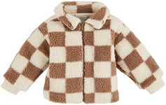 Mud Pie Girls Children Tan Check Sherpa Jacket