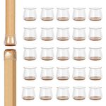 Bigqin 24 Pieces Chair Leg Floor Protectors Silicone Furniture Cups Soft Table feet Cover with Felt Pads, Cap for Round and Square Leg, Without Leaving Marks Scratches Noise, Transparent, S