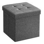 SONGMICS Storage Ottoman, Storage Bench, Footrest, Bed End Stool, for Living Room, Bedroom, 30 x 30 x 30 cm, Dark Grey LSF028G20