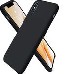 NAFS Back Case Cover Compatible with iPhone X, Wireless Charging Support, Liquid Silicone Gel Rubber Shockproof Candy Phone Cases for Apple iPhone X/10/XS (Black)