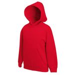 Fruit of the Loom Unisex Kids Premium Hooded Sweat, Red, 9-11 Years (Manufacturer Size:32)