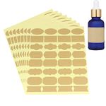 Wisdompro Assorted Shape Kraft Label Stickers, 256 Pcs Self Adhesive Gift Tag Stickers, Blank Sticky Labels for Essential Oil Bottles, Spice/Jam Jars, Food Containers - Small