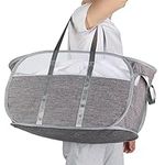 Folding Laundry Baskets, Durable Collapsible Mesh Pop Up Laundry Hamper, Foldable Clothes Storage Hamper with Reinforced Carry Handles for Laundry, Bathroom, Kids Room, Dorm or Travel Grey