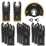 13PCS Oscillating Saw Accessories Set, Include 3PCS Titanium Multitool Accessories, Metal/Wood Universal Multitool Quick Release Saw Tool Fit Bosch, Fein Multimaster, Ryobi, Milwaukee, Dremel,Makita