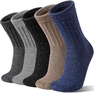 Sandsuced Wool Socks for Women Winter Hiking Thick Thermal Cabin Cozy Crew Work Soft Ladies Socks(Striped (5 Pairs)
