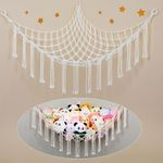 MHJY Toy Storage Hammock for Stuffed Animals Soft Cuddly Plush Toys Macrame Net Large Corner Wall Hanging Organizer Holder for Kids Nursery Bedroom