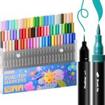 ARTISTRO Dual Tip Markers - 72 Coloring Markers - Brush Tip Markers & 0.4mm Fineliner Pens - Coloring Markers for Adults, Bullet Journal Pens, Markers for Adult Coloring Books No Bleeding