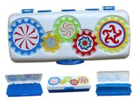 Neoinsta Big Size Plastic School|Geometry|Stationery|Pencil Box with 5 Plastic Colorful rotatable Rings on top of it (Blue)